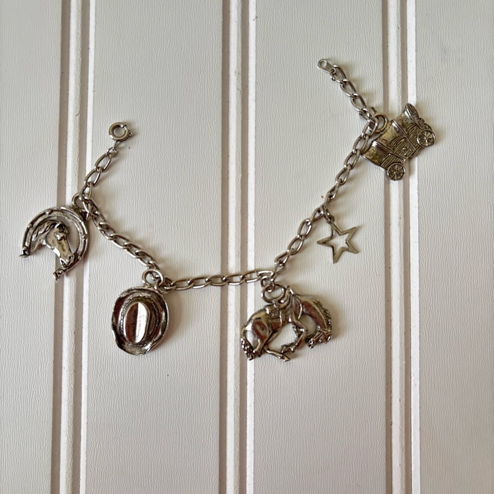 Women's Boho Western Charm Cowboy Clasp Charm Bracelet